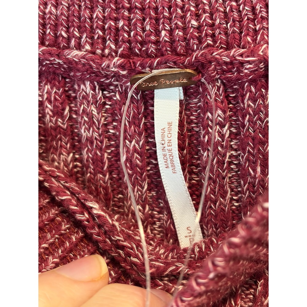 Free People Ribbed Knit Maxi Skirt Burgundy Marl Cotton Blend Size S New - Picture 8 of 9